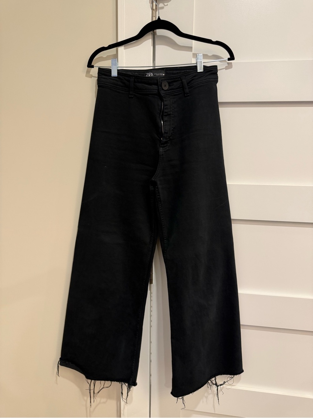 Zara Marine Straight High-Waist Wide-Leg Black Jeans
